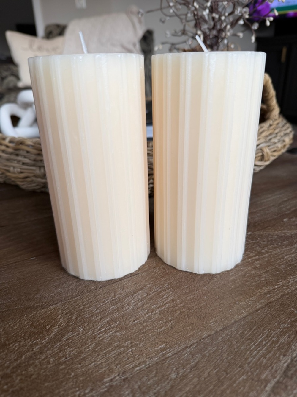 Illume Winter White Medium 3x6 Pillar Candle set of 2